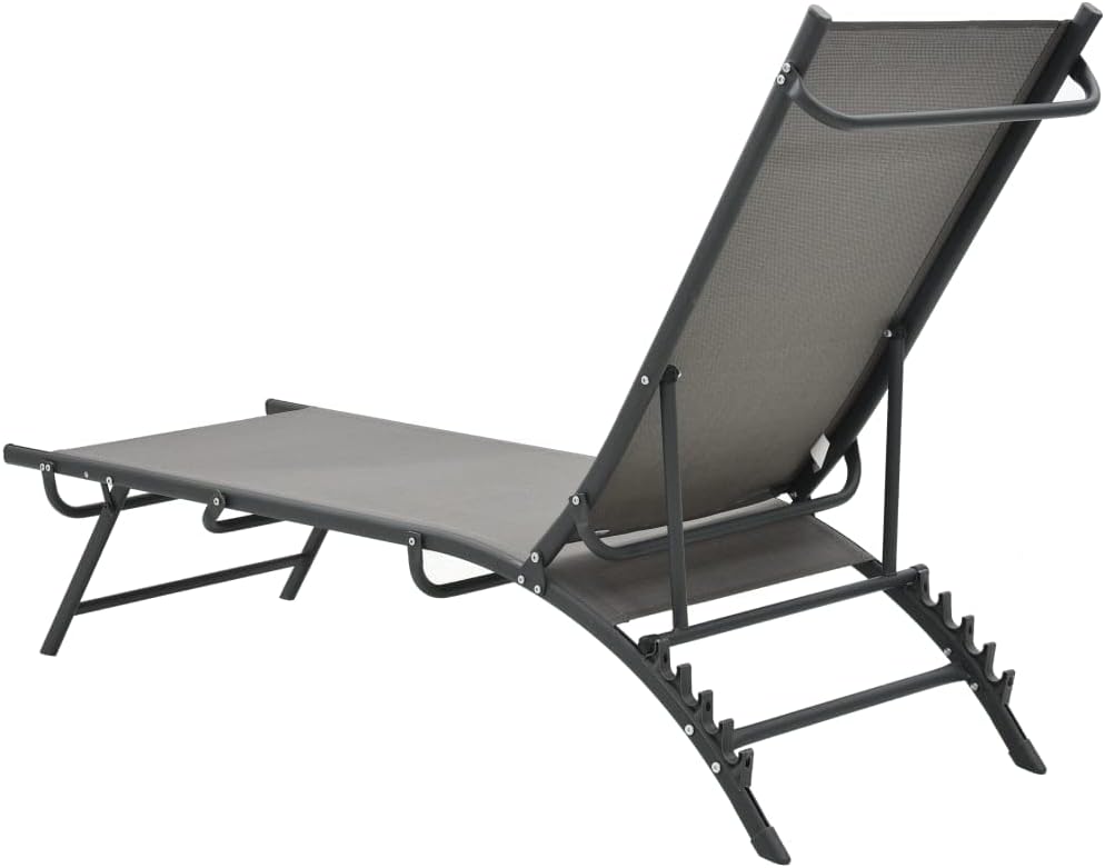 Patio Chaise Lounge, Outside Tanning Chairs,Reclining Sun Lounger,for Deck, Poolside, Steel and Textilene,2 pcs