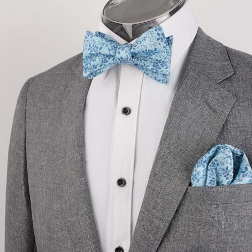 Image of Alizeal Mens 2pcs Floral Pattern Bow Tie Set | Self-tied Pocket Square Colorful Perfect for Weddings Proms Business