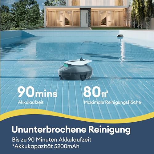 Ultenic S1 Poolroboter Kabelloser Poolsauger, Solarbetriebener Poolskimmer, 6 L Kapazität, Poolroboter Akku mit Selbsteinparkfunktion, Hybridenergieversorgung, Fernbedienung