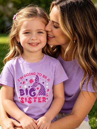 Image of Funnycokid Big Sister Shirts for Girls Pregnancy Announcement Toddler Promoted to T-Shirt 1-7 Years