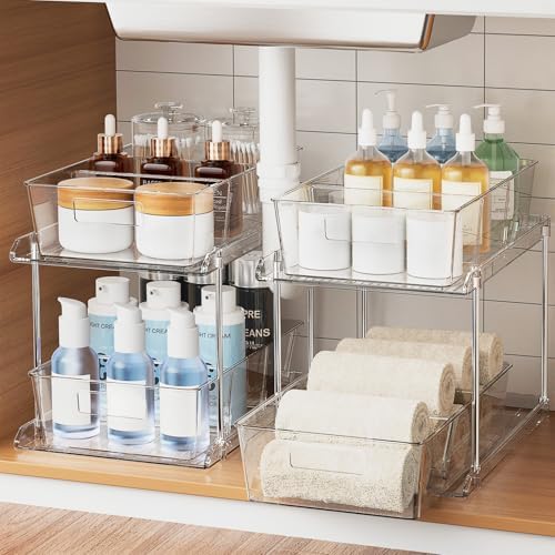 Amazon.com: Fabspace Pull-out Home Organizer, 2 Pack 2 Tier Clear ...