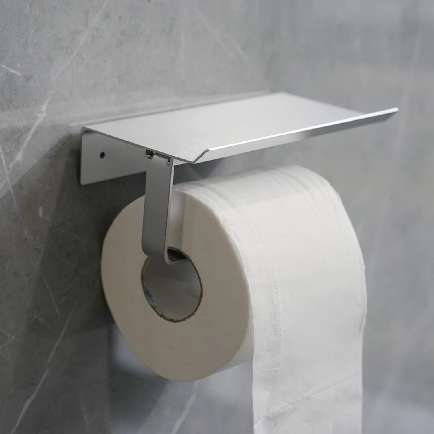 Toilet Paper Holder with Cell Phone Shelf Wall Mounted Toilet Paper Roll Holder for Bathroom Stainless Steel Rustproof Washroom Tissue Roll Holder : Tools & Home Improvement