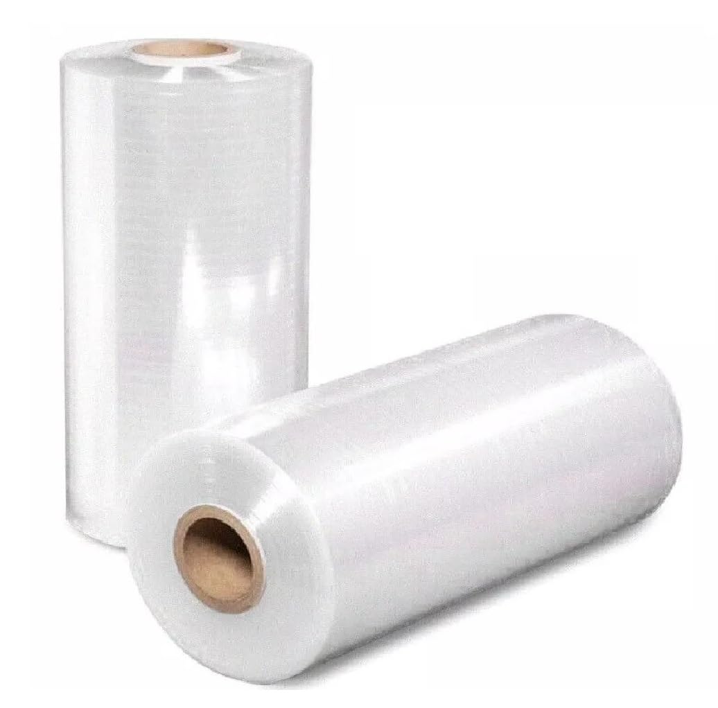 Tezraftaar® Machine Pallet Shrink Wrap Clear Heavy Duty Stretch Film 500mm x 1750m 20mu Sofa Furniture Cling Wrapping Film House Moving Packaging Industrial Uses