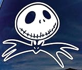 Fan Art Rendition Jack Skellington Head Bow Tie 5.5' Wide Nightmare Before Christmas Logo Classic Cartoon Custom Sign Die Cut Decal - White Color