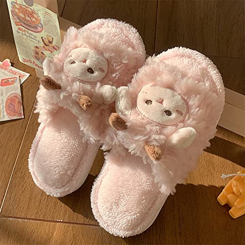 Kawaii Little Sheep Fuzzy Fluffy House Slippers for Women2