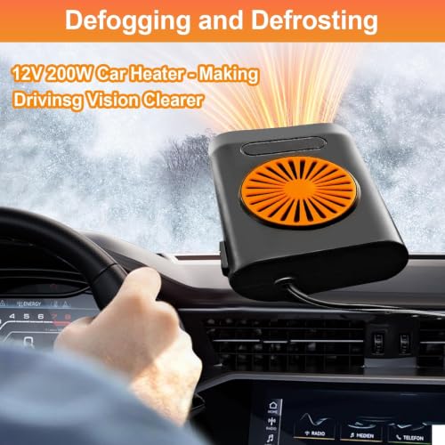 Car Heater,12V 200W Fast Heating Portable 2-in-1 Heater for Car Plug in Cigarette Lighter 360-Degree Rotating by POYICGS - Used condition - Image 7