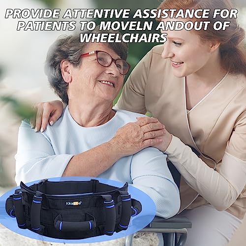 Kkaffe Gait Belt With Handles, Transfer Belt For Elderly, Patient Gait Belts, Transfer Belt Assist, Gait Belts For Seniors, Upgraded Using Rubber Handles (Dblue) #TOP5
