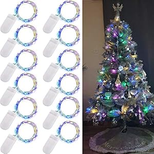 [12 Pack]Ooklee® Fairy Bottle Lights Battery Operated, 2m 20 LED Copper Wire String Light, Rainbow Twinkle Starry…