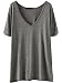 SheIn Women's Summer Short Sleeve Loose Casual Tee T-shirt Dark Grey# X-Large