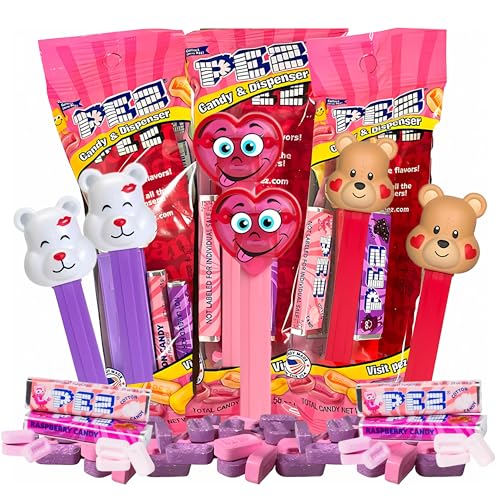 Valentine's Day Candy Dispensers – 3 Pack Gift Set with Assorted Refill Rolls, Limited Edition Characters | Cute Bears & Hearts | Great Classroom Exchange Treat
