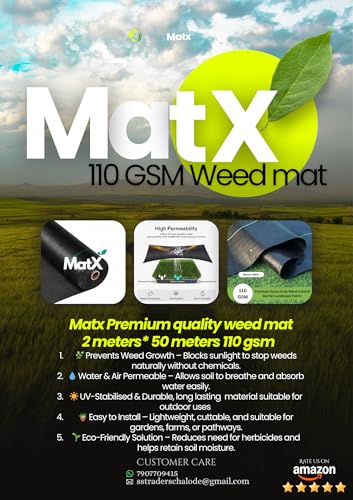 Image of Premium Heavy Duty weedmat 110 GSM (2 Meters * 50 Meters) sulzer Weed Control mat Barrier Landscape Fabric, High Water Permeability, UV Resistant, Black Blocks Sunlight Smooth Edges
