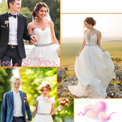 Bridal Rhinestone Belt for Women, Handcrafted Sparkly Rhinestone Belts for Formal Dress, Wedding Dress Belt Glitter Ribbon Belt for Jeans Dress(Red)4