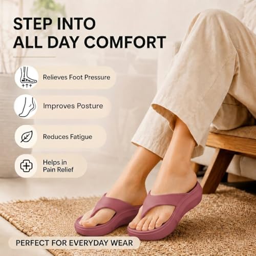 Image of ORTHO JOY Orthopedic Slippers for Women | Soft Cushioned EVA Flip Flops with Arch & Heel Support | Lightweight Anti-Slip Platform Thong Slides for Daily Wear, Indoor & Outdoor