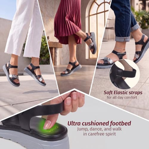 Image of YOHO SDL 110 Sandals for Women | Orthopedic & Soft Sandal for Ladies | Fancy Slippers /Chappal for Girls |Stylish Heeled Wedges for Everyday Wear