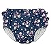 i play. Baby Girls Ruffle Snap Reusable Absorbent Swimsuit Diaper, Navy Posies, 18mo