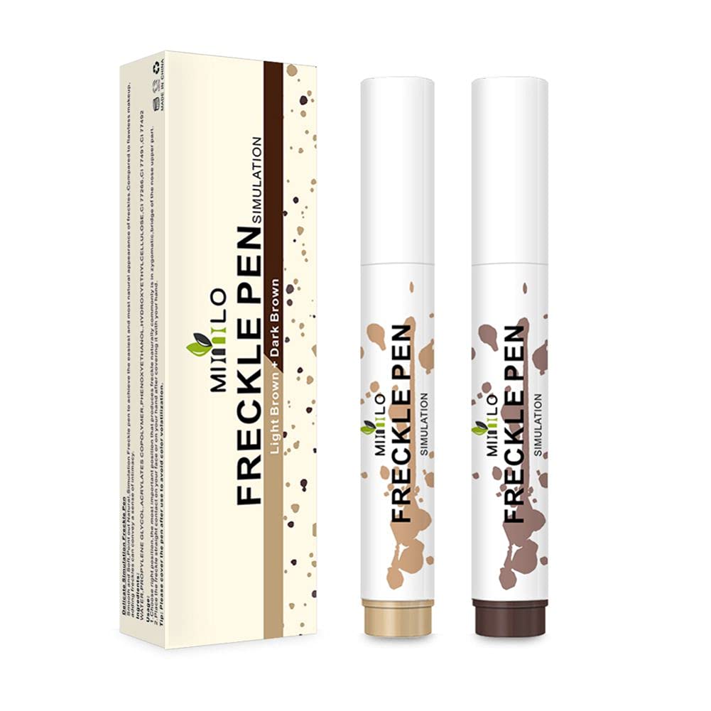 ROPALIA 2 Colors Freckle Pen, Natural Lifelike Fake Freckles Makeup Pen, Long-lasting Waterproof Dot Spot Pen Create Natural Effortless Sunkissed Skin (2 Color Set)