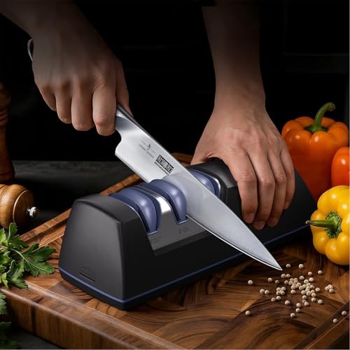 HOSHANHO 3-Stage Electric Knife Sharpener with Diamond Wheels & 20° Guide — view 2