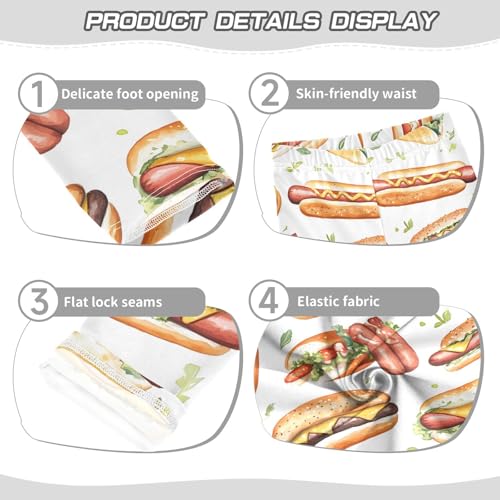 ALAZA Girls' Leggings Children's Yoga Pants Skinny Printed Dance Hot Dog Leaf Food Comfortable 4T2