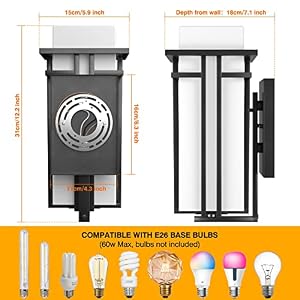 Outdoor Lighting Fixtures Wall Mount, Outdoor Wall Lights Modern with Frosted Glass, Aluminum Exterior Light for House Outdoor Wall Lantern for Garage Porch Carriage Patio (12.2''H, 1 pc) Outdoor Lighting Fixtures Wall Mount Outdoor Wall Lights Modern with Frosted Glass Aluminum Exterior Light for House Outdoor Wall Lantern for Garage Porch Carriage Patio 122H 1 pc