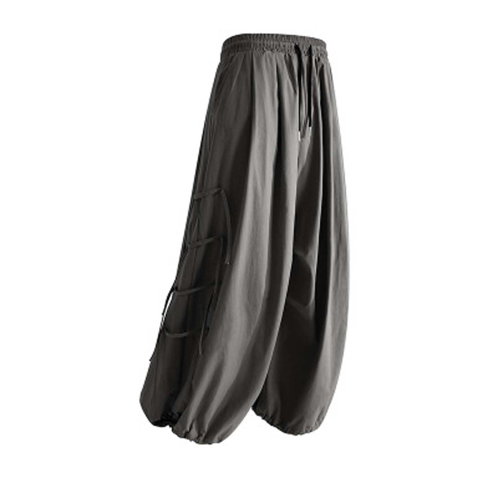 Pantalones pirata ajustables con cordones para hombre de pierna recta 6
