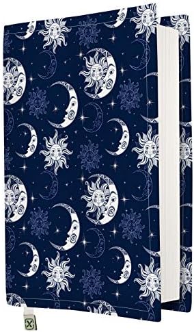 KAPAX Book Cover - Hard Cover for Paperbacks, Washable Fabric, Book Protector for Adults (Sun & Moon, M)
