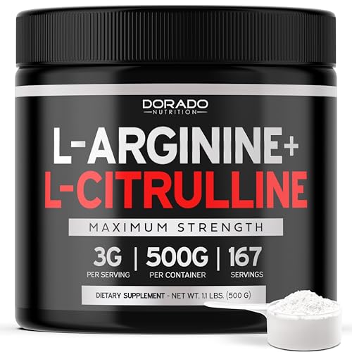 L Arginine L Citrulline Supplement Powder (3g) Nitric Oxide Booster Powder - L-Citrulline Supplements for Men & Women - Stamina Performance & Endurance for Workouts - Vegan Safe & USA Made