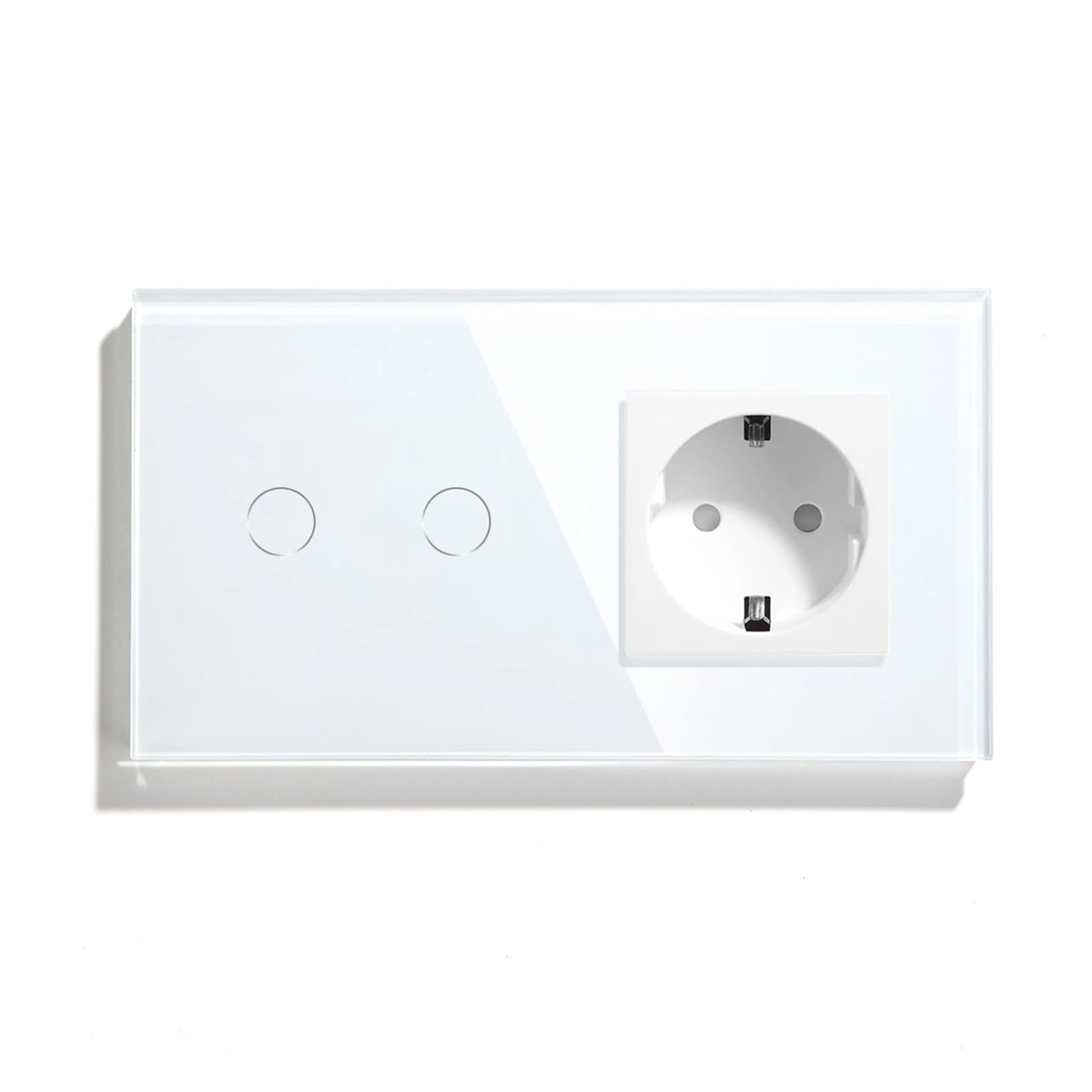 Interruptor de luz táctil, enchufe de pared estándar de la UE con USB tipo C, Panel de cristal, enchufes de alimentación de Color blanco, interruptor de 1/2/3 entradas(2Gang with Socket)