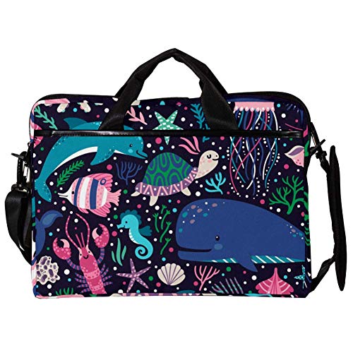Sacoche bandoulière pour ordinateur portable 14 pouces sacoche PC 15.4 animaux marins