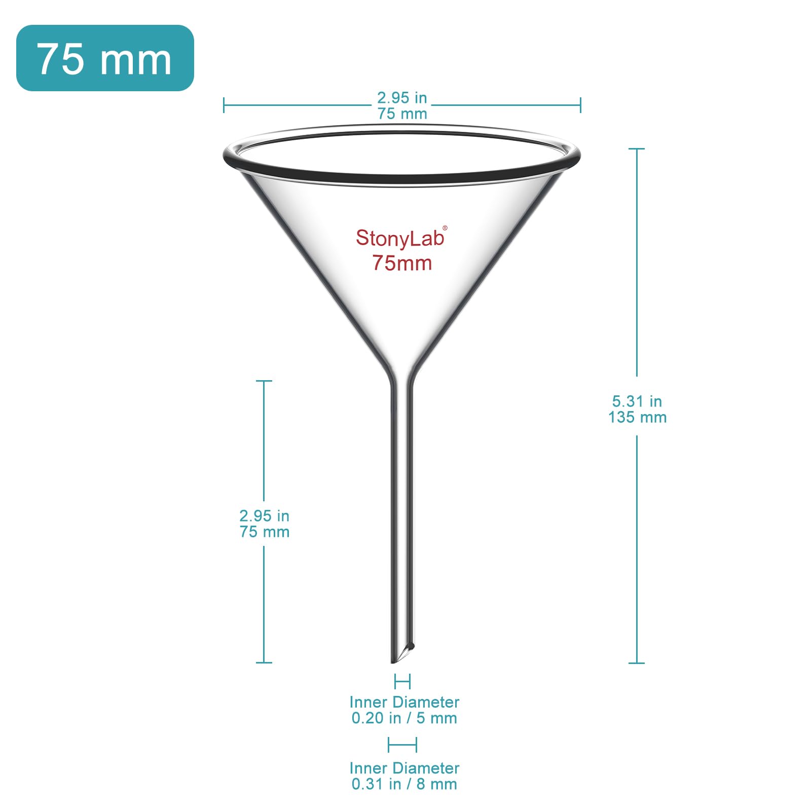 Borosilicate Glass Funnels - 2 Pack -2 Borosilicate Glass Funnels - 2 Pack -2