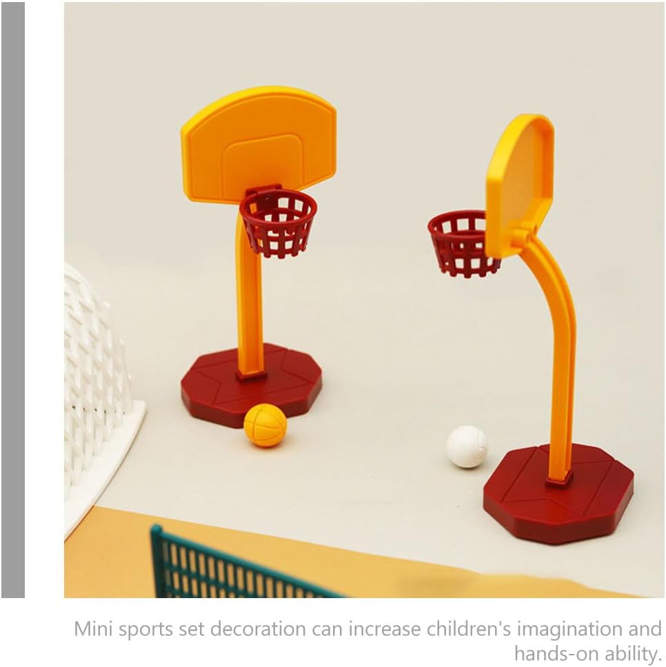 Doll House Accessories Table Tennis Bat Dollhouse Basketball Hoop Table Tennis Set Miniature Fun Sports Novelty Ball Bats Accessories Equipment