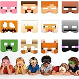 12 Stück Kinder Partymasken aus Papier, Einweg Maskenball Kostüm-Masken für Karneval, Fasching, Kindergeburtstag, Lustige Motive, Mit Gummiband, Einfach zu Tragen Perfekt als Mitgebsel oder Dekoration