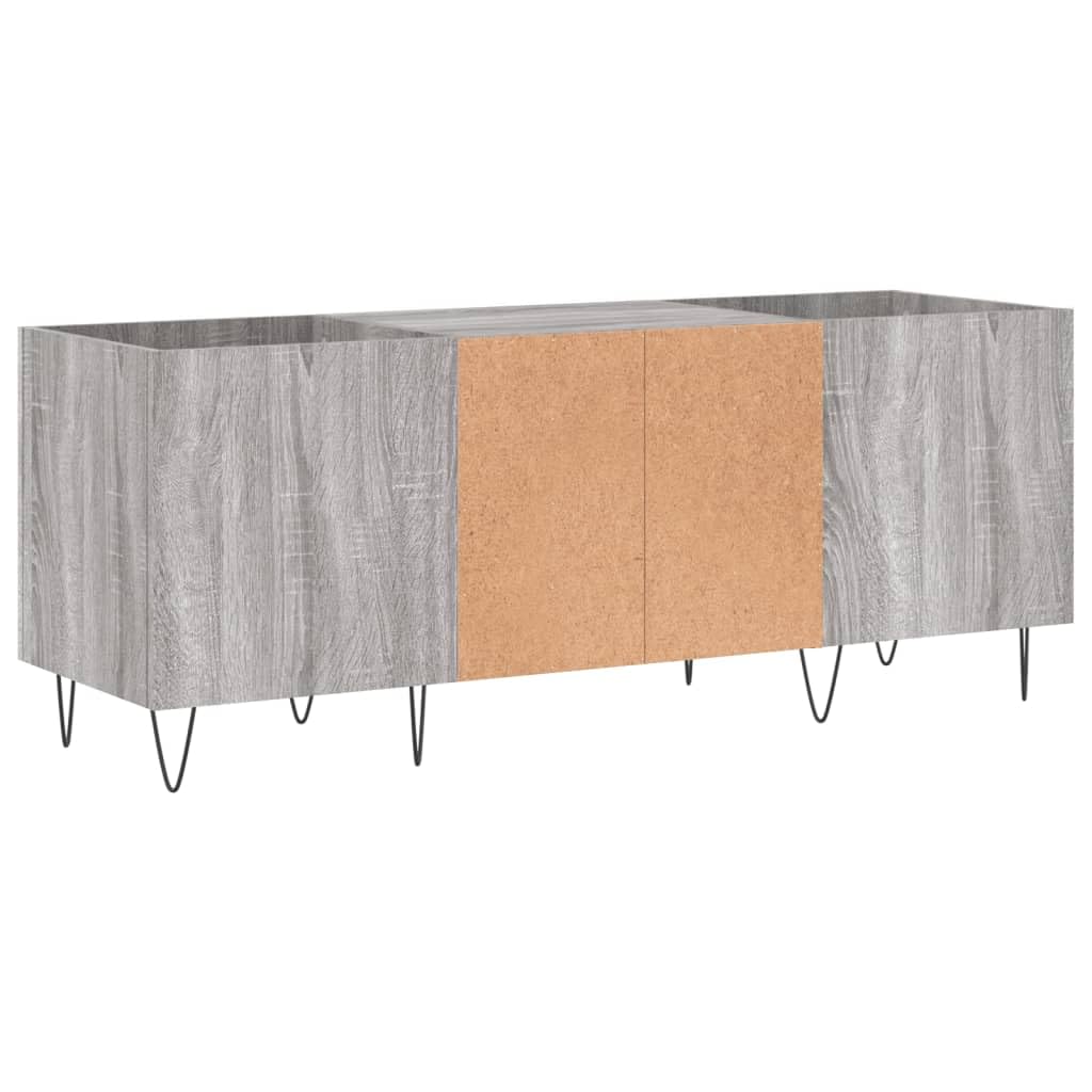 Armadio per dischi in vinile, stile retrò, con gambe in ferro, 121 x 38 x 48 cm, colore grigio Sonoma, per collezione musicale e giradischi