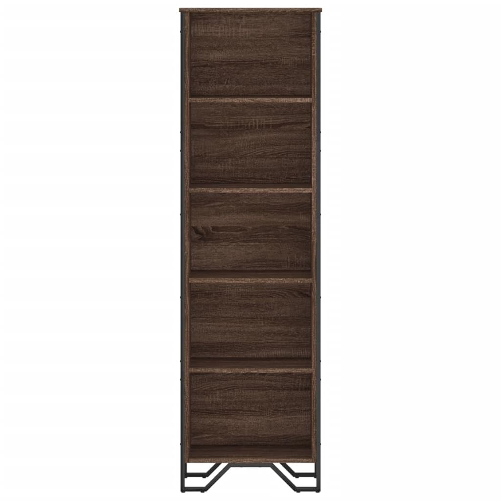 Scaffale marrone effetto rovere, 50 x 31 x 169 cm, con 5 scomparti | Libreria sottile con 5 scomparti aperti e robusti piedini in metallo per soggiorno e ufficio.