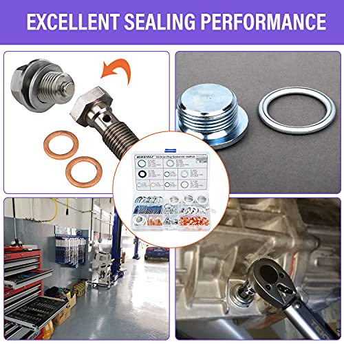 Koopatz Automotive Oil Drain Plug Gasket Assortment Crush Washer Kit For The Most Popular Foreign Car Models 140Pcs #TOP1