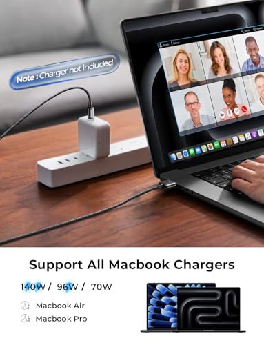 Image of LISEN USB-C to Magnetic 3 Cable (3.3FT /Black) for M4 MacBook Air Pro Charger, 140W Magnetic Safe 3 Cable for MacBook Air (15'' /13'' M4 2025, M3 2024, M2 2023, M2 2022), Pro (16 inch /14 inch 2024 /2023 /2021)
