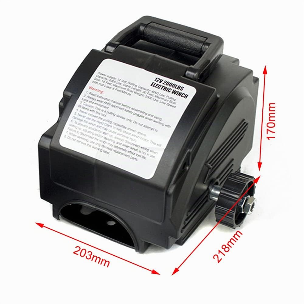 Seilwinde Elektrische 12V 300W Bootswinde Seilzug Winde 4990KG Elektrowinde Seilhebezug Mit Fernbedienung Schalter Motorwinde 9.2m Stahlseil