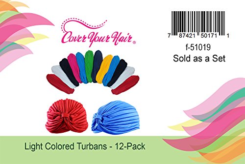 Dozen Pack- 12 Bright Colored Beautiful Turbans - Thumbnail 3