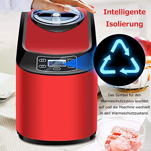 MNCYGJ EIS Maschinen Softeismaschine Für Zuhause 1.5L Frozen Yogurt Maschine, 45-50 Minuten Obst Automatisch Eismaschine Selbstkühlend Sorbetmaschine,Rot – Bild 6