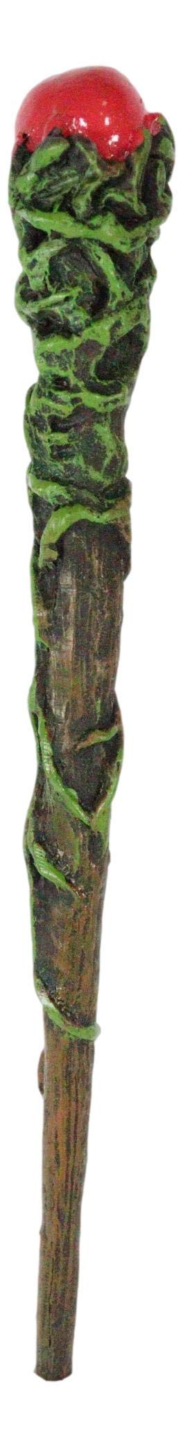 Ebros Witches Wizards and Sorcerers Realistic Fantasy Cosplay Magic Wand Decorative Magical Spells Sorcery Costume Prop Accessory Decor Collectible Figurine (Greenman Vine with Red Orb)