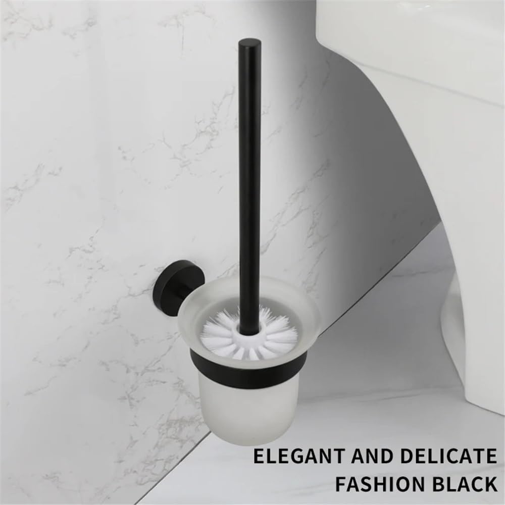 Cepillos de inodoro con soporte de acero inoxidable, cepillo de pared de plástico para baño (Gold)