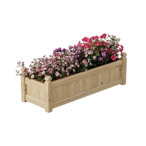 Large Wooden Raised Garden Bed 43.5" l x 16" w x 14" h, Outdoor Rectangular Planter Box for Vegetables, Flowers, Herbs, Yard, Patio, Backyard & Greenh