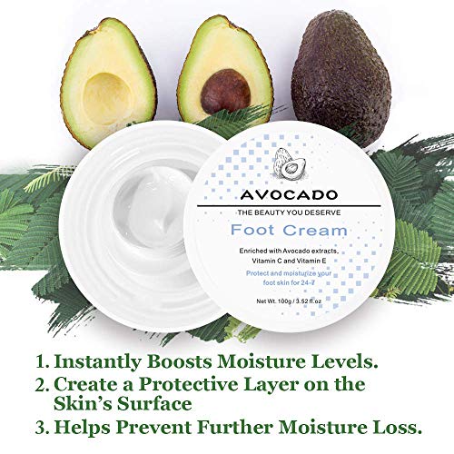 Foot Cream, Avocado Moisturizing Cream Enriched With Vitamin C Vitamin E, Best Callus Remover Lotion Moisturizes Thick, Rough, Dead Dry Skin For Cracked Feet, Heels, Soles, Elbows - 3.52 Fl.oz #TOP5