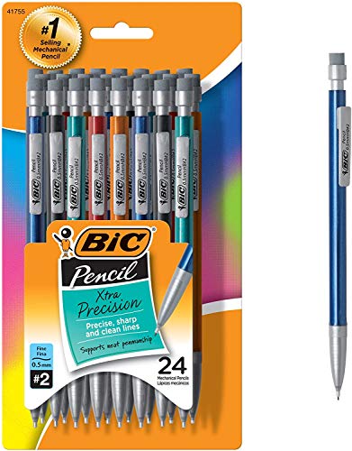 BIC Xtra-Precision Mechanical Pencil, Metallic Barrel, Fine Point (0.5mm), 24-Count, Limited Edition