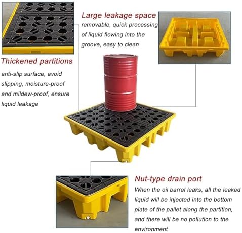 Containment Spill Pallet, Polyethylene Paint Bucket Tray, Industrial Garage Storage Detachable Shipping Leakproof Platform(340X340X65Mm)