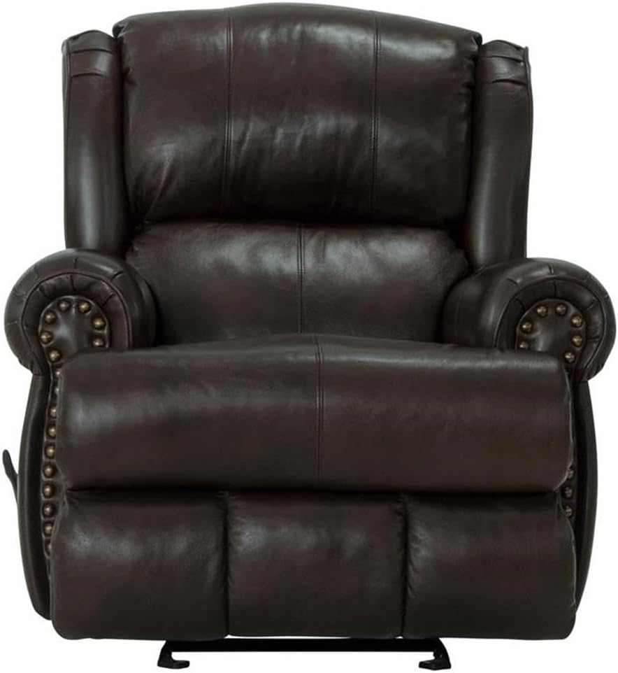 Catnapper James Deluxe Glider Recliner in Chocolate Top Grain Italian Leather
