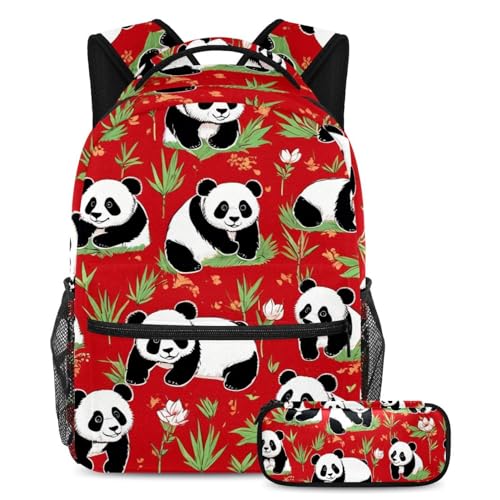 Sac à dos panda solide pour soulager le dos des enfants avec sa trousse assortie