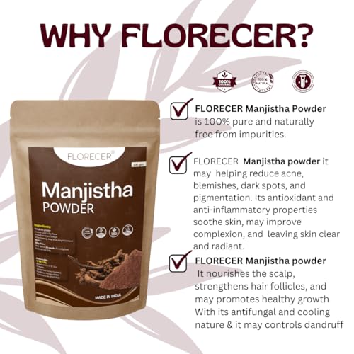 Image of Florecer Manjistha Powder For Skin, Face And Hair | 100% Pure And Organic- 100 Gram