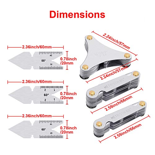 6 Pieces Thread Pitch Gauges Measure Tool Set Stainless Steel Screw