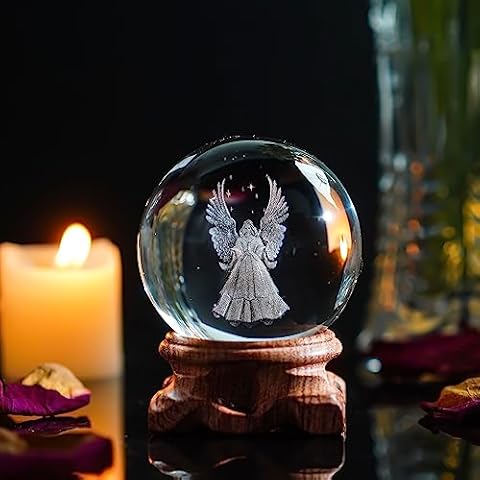 HDCRYSTALGIFTS 3D Angel Crystal Ball Decor Cover