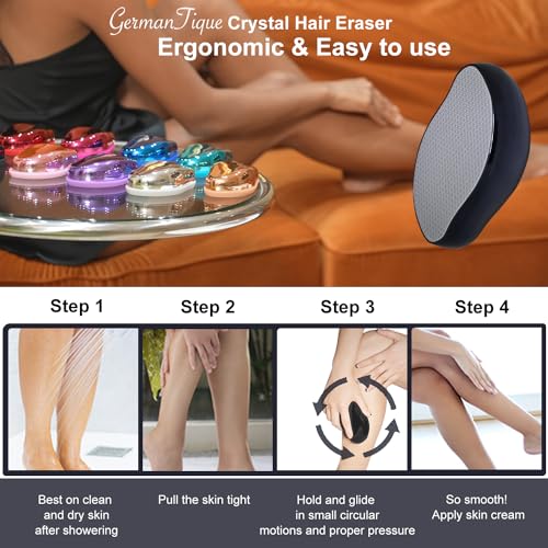Image of Crystal Hair Eraser,Natural Crystal Hair Remover,Reusable Painless Nano Glass Hair Removal Device Without Shaver,Gentle Crystal Epilator and Exfoliator for Soft Silky Skin(Black)